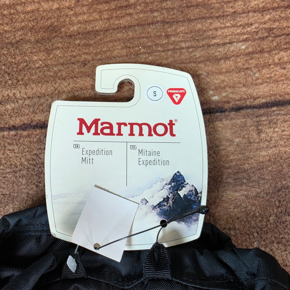 Marmot Expedition Mitt Mittens Small Black New PrimaLoft Leather Palm M11600 - Picture 4 of 6